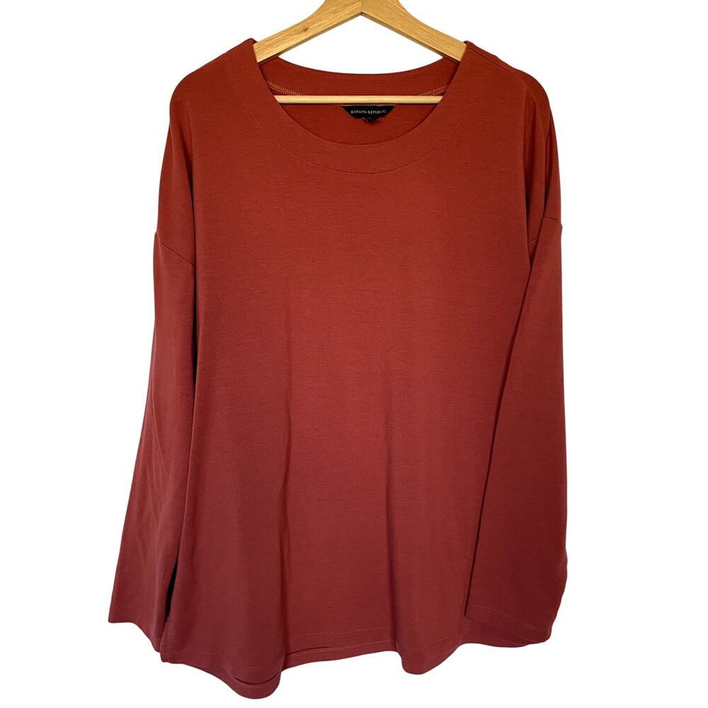 Banana‎ republic boat neck coral top women's size XL long sleeved sweater
